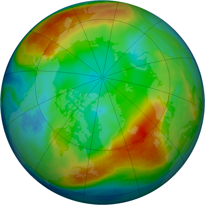 Arctic ozone map for 22 December 1985